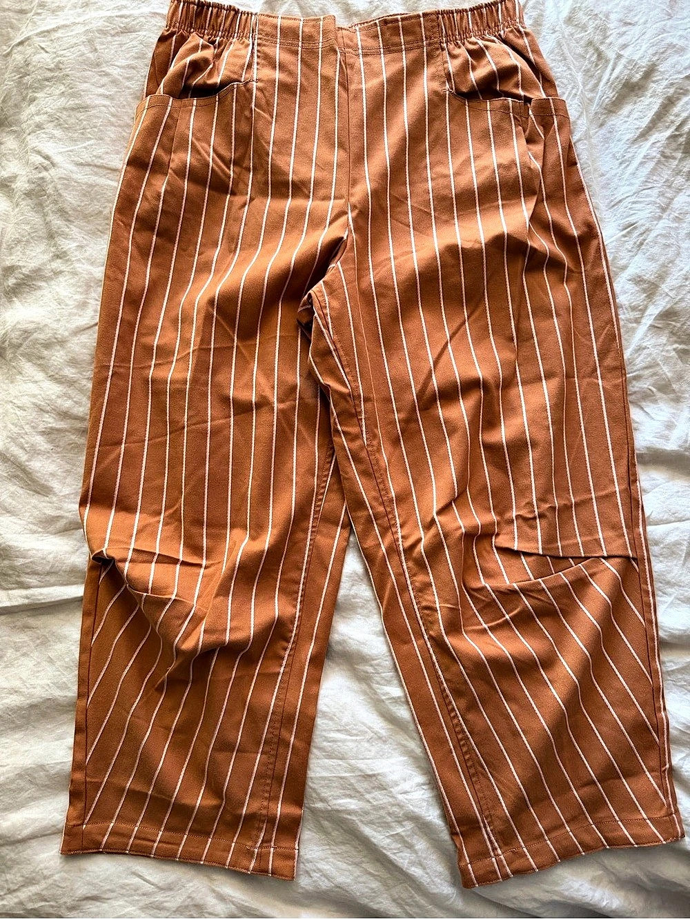 Free People Nice Choice Pull-On Trousers Brown & White Large